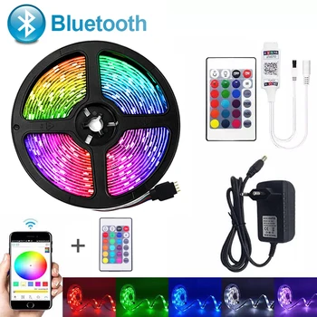 Bluetooth, LED Trakovi Luči SMD 5050RGB Prilagodljiv Trak, Vodotesen 2835RGB LED Luči, 5M 10 M 15M Trak Diod 12V Bluetooth Nadzor