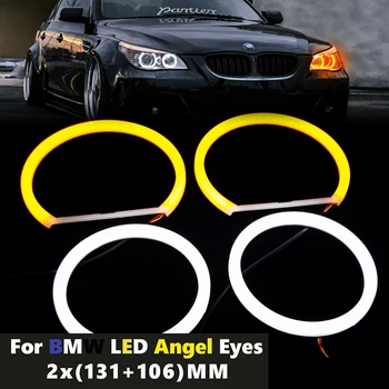 4x Angel Eyes Bombaž LED Halo Obroči Luči Žarometi, ki Teče Luči DRL Turn Luči Za BMW E90 E60 E87 E91 E61 X3 E83 E82 E81 E88