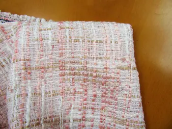 Brezplačno ladje volne tweed tkanine sveže roza barvi z zlato črto weaved 55