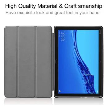 Ultra Slim Trifold Usnje Smart-Shell Stojalo Pokrov Primeru Za Huawei MediaPad M5 Lite 10 inch BAH2-AL10 BAH2-W09 Tablet