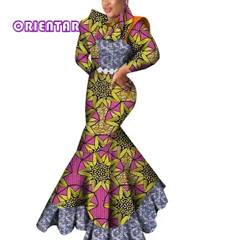 Moda Ankara Obleke za Ženske Večer Stranka Dolgo Haljo Africaine Afriške Tiskanja Mozaik Dashiki Obleko Afriška Oblačila WY7093