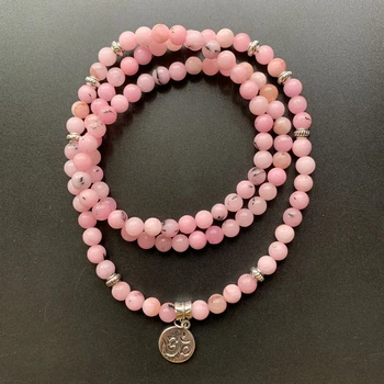 Naravni Pink Opal Kamen 108 Molitev Kroglice Mala Zapestnica Ljubezen Quartz Ogrlica Kristalno Ornament 1pc
