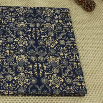 Bombaž/lan etnične eksotičnih slog, temno modre barve, Majhne freske tiskane tkanine za DIY oblačila obleko blazine handwork doma dekoracijo