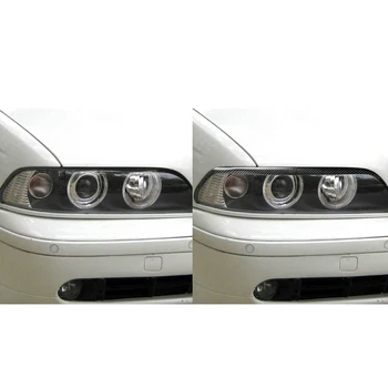 Za BMW E39 1997-2003 Pravi Ogljikovih Vlaken Smerniki Obrvi Kritje Nalepke Vodja Svetlobe Žarnice Veke Prekrivne ikone Trim Auto Avto styling
