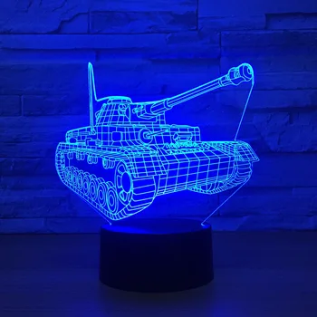 Kul Tank 3d Night Light Touch Stikalo 7 Spreminjanje Barv LED namizne Svetilke Visual USB Nočne Luči Doma Dekor Za Otroke, Igrače Novo Darilo
