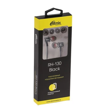 Slušalke Ritmix RH-130, vakuum, 92 dB, 32 ohm, 3,5 mm, 1,2 m, črna 4097946