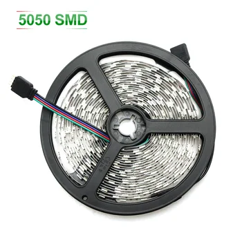 RGB LED Trak Svetlobe 5050 5M 300Led SMD RGB 60LED/M Svetilke DC12V Prilagodljive Luči + 44key IR Remoter + 3A Napajanje Razsvetljave, 5M/Rola