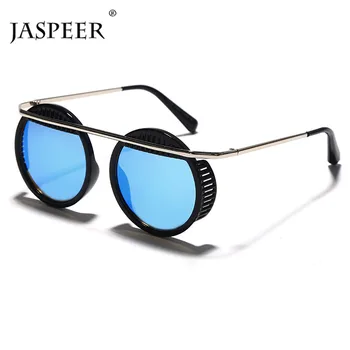 JASPEER Retro Okrogla sončna Očala Moških Punk UV400 Vožnjo sončna Očala Ženske Ogledalo Steampunk Očala blagovne Znamke Oblikovalec