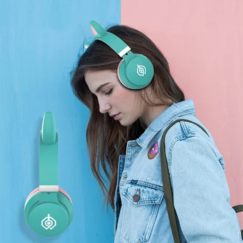 Bluetooth 5.0 Barvni kontrast Brezžične slušalke LED Mačje Uho šumov, slušalke Podpira TF Kartice 3,5 mm Vtič za xiaomi