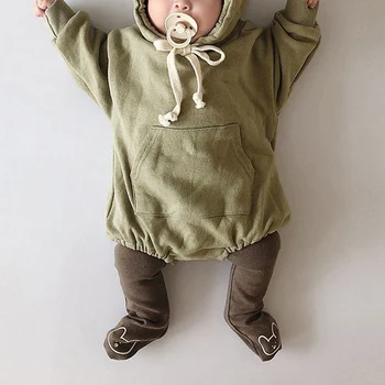 MILANCEL 2021 Pomlad Baby Bodysuits Mali Medved Ušesa Baby Fantje Obleka, Žamet Otroci, ki so Hoody Obleka (NE NOGAVICE)