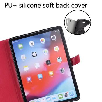 Za Novi iPad Pro 11 inch 2018 Primeru Silikonski Mehko Nazaj PU Usnje Reliefni Smart Cover Funda za iPad Pro 10.5 palčni Primeru Fundas