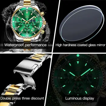 Top Blagovne Znamke Moških Watch Green Luxury Moda Nepremočljiva Quartz Ure Športne Iz Nerjavečega Jekla Potop Rolexable Ročno Uro Reloj Hombre