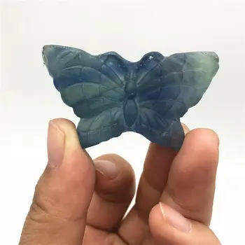 Ročno Izrezljane na Naravno Modrem Fluorite Quartz Rock Kristal Živali Metulj Zdravljenje Naravni Kamni in Minerali