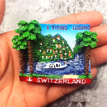 Švica Yicino Luganske Ročno poslikano Hladilnik, Magnetne Nalepke, Turistična trgovina s Spominki, Dekorativni Smolo Hladilnik Magnet Obrti