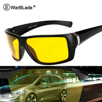 WarBLade Nočno Vizijo Očala Za Smerniki Polarizirana Vožnjo sončna Očala Rumena Leča UV400 Zaščito Noč Očala za Voznika
