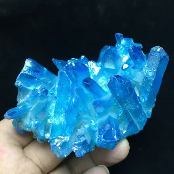 Modra obroba quartz crystal vug titana bizmut silicij gruče mavrica