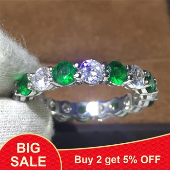 Modni Ženski Prst Nakita 925 Sterling Srebrni prstan Sona Zelena 5A cirkon Kamen Angažiranost, Poročni Bend, Obroči za ženske Poročne