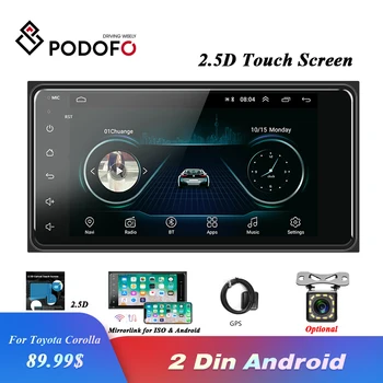 Podofo Android 2 Din avtoradio Večpredstavnostna MP5 Predvajalnik Videa, GPS, WIFI 2din Stereo Sprejemnik za Toyota Corolla Podporo Ogledalo Povezavo