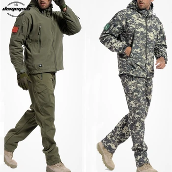 Taktično jakna softshell Nepremočljiva, Windproof Jopiči Vojske Prikrivanje, Šport na Prostem Pohodništvo Vrhnja Oblačila