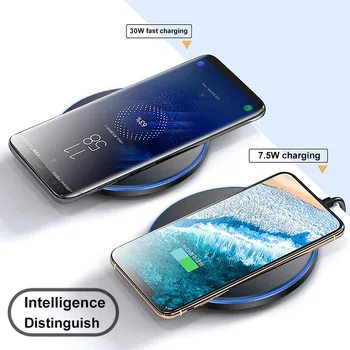 Qi Brezžični Polnilec Za Samsung S10 S20 S8 S9 Opomba 20 10 iPhone 12 Pro Max 11 8 X XS XR za Xiaomi Mi 10 9 30W Hitro Polnjenje Pad