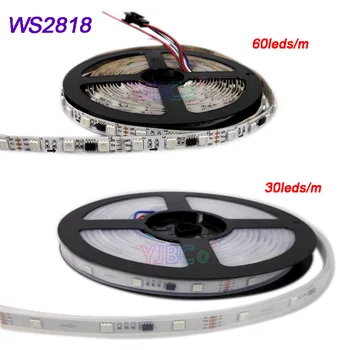 5m DC12V WS2818 (Posodobitev WS2811) Pik, LED Trakovi Luči Naslovljive Dual-Signal WS2818 IC 30Leds/m, 60 Led/m žarnico, trak
