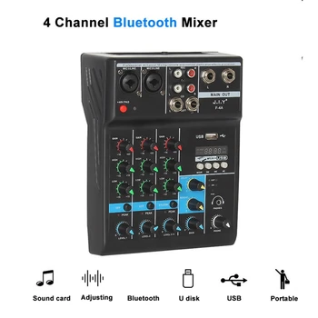 Strokovno 4 Channel Bluetooth Mešalnik o Mešanje DJ Konzolo z Reverb Efekt za Dom Karaoke USB Živo Fazi KTV