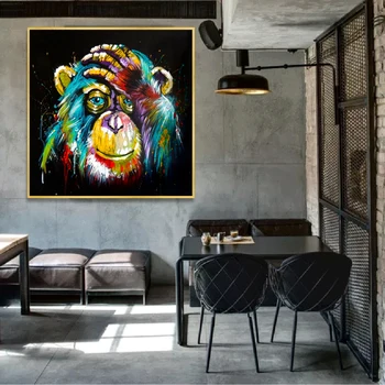 Akvarel Razmišljanje Opica Wall Art Platno Natisne Povzetek Živali Pop Art Platno, Slike, Stenski Dekor Slike Za Otroke Sobe