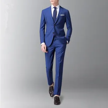 Moška obleka, moška barva moda slim obleko, dvodelno obleko (suknjič + hlače) men ' s business casual obleko podporo prilagajanje