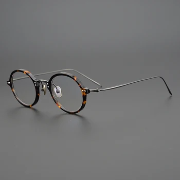 Vintage Acetat Očal Okvir Moških Majhne Okrogle Optični Kratkovidnost Recept Titana Očala Okvir Ženske Luksuzne Blagovne Znamke Očala