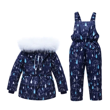 Otroci oblačila Sklop Pozimi Toplo baby boy oblačila otroci v Smučarskih sneg obleke, kombinezoni dol Jopiči za Dekleta Vrhnja Plast + jumpsuit