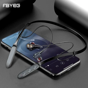 FBYEG Brezžične Bluetooth Slušalke Vratu Visi Slušalkami Dual Drive Bas Šport Slušalke Sweatproof ročaji očal Z Mic Za Telefon