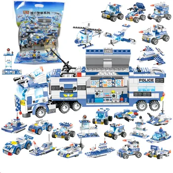 762Pcs Mesto Policijskega Zrakoplova, Avto Robot gradniki Nastavite SWAT Združljiv LegoINGs Playmobil Ustvarjalca Skupščine Izobraževalne Igrače