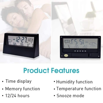 Budilka s Pregleden LCD zaslon, Baterija Upravlja Vreme Alarm Ura, Digitalna Ura, Datum, Vreme, Temperatura