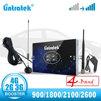 Lintratek Avto s Štirimi Band 2G 3G 4G Mobilnega Signala Ojačevalnika 850 800 1800 2100 2600 GSM Repetitorja Booster UMTS, LTE Internet B7