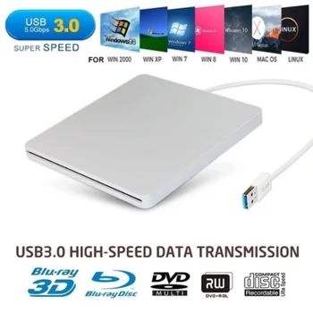 Zunanji USB 3.0 Režo DVD-Jev Zunanji Mobilni Disc Predvajalnik Prenosni Računalnik Optični Pogon