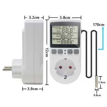 Multi-Funkcijo Termostat Digitalni Temperaturni Regulator Vtičnice Vtičnice S Samosprožilcem Stikalo Senzor Sonda za Ogrevanje, Hlajenje 220V 16A