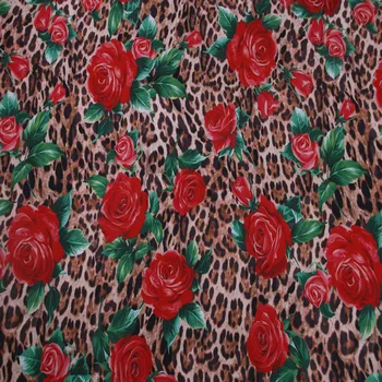 Dobro Leopard & Rose Natisnjeni Obleko Tkanine Povešene Počutim/se Ne Pregleden/Mikro Stretch Tkanina Šivalni Material DIY Ženske obleke