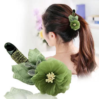 Korejski Moda Preja Cvet Konj Hairclip Preprost Ostra za Ženske Krpo Umetnosti, Tablice, Kartice Poroke, Poročne Lase, Nakit, Dodatki