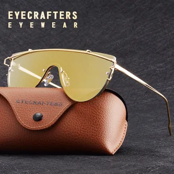 Eyecrafters Retro Moda blagovne Znamke Oblikovalca Enem Kosu Ženska sončna Očala Kovinski Letnik Prevelik Tonirana sončna očala zrcali Odtenki