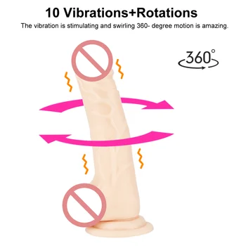 Realističen Dildo, Vibrator Za Ženske Klitoris Stimulator Penis Obračanje USB Polnjenje G Spot Vibratorji Sex Igrače za Seks Odraslih Trgovinah