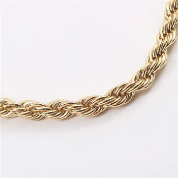 Krepko močen zlato twist vrvi, verige ogrlica za ženske iz nerjavečega jekla stackable minimalističen pulover ogrlica punk 8 mm