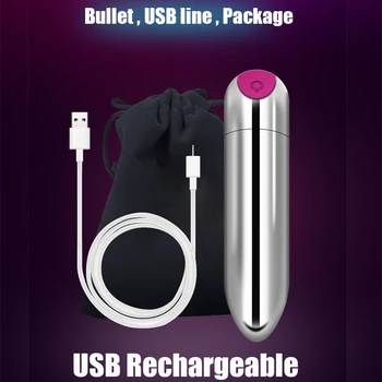 USB Močan Bullet Vibrator za G-spot Klitoris Prsi Anus Masaža Močno Blaženje Vibracij Sex Igrače Za Ženske, Ženska Masturbacija