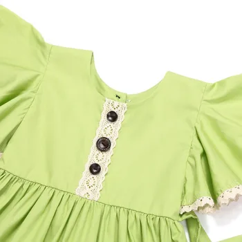 Flofallzique Baby Girl Obleke 2018 Poletje Priložnostne Bombaž Flare Rokav Otrok Kostum Zelene Malček Princesa Obleke Ruffle