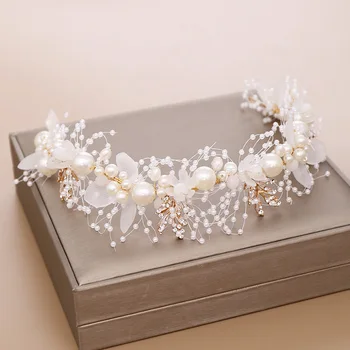 Poročne glavo novo ročno headdress pearl cvet lase pribor