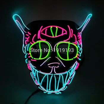 Fluorescentna Led Neon Film Temo Masko Hokej Festival Masko Žice Kul Bojevnik Slika Čelada Bar Stranka Masko Z