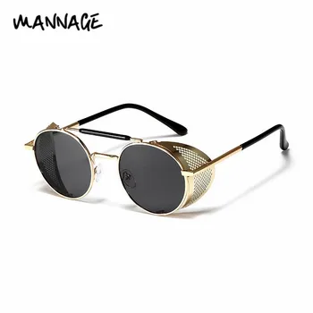 Retro Steampunk sončna Očala Krog UV400 Kovinska sončna Očala Moški Ženske Poletje Moda