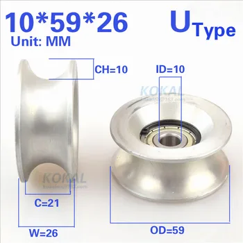 [U1059-26]Brezplačna Dostava 2pcs visoko nakladanje aluminija AL vbrizgavanje plesni pralni ležaj valjčni kolo, 10*59*26 mm škripec 1059U