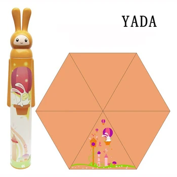YADA Moda Steklenico Vina Dežniki-Igrače Za Otroke, Ženske 3 Zložljiva Risanka Zajec, Dežnik za Sonce-dež UV Mini Dežniki Darila YS855